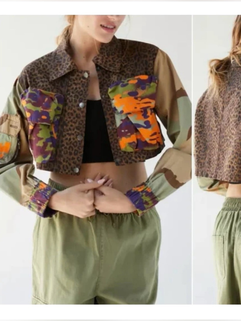 BDG Urban Outfitters Jenny Printed Cropped Utility Jacket